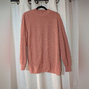 Vintage Pink Basket weave Mockneck Sweater